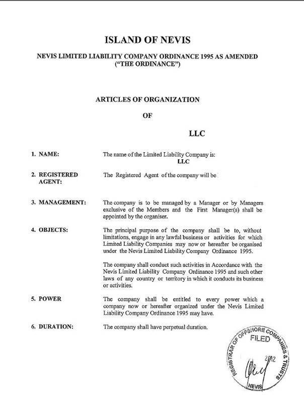 Articles of Organization