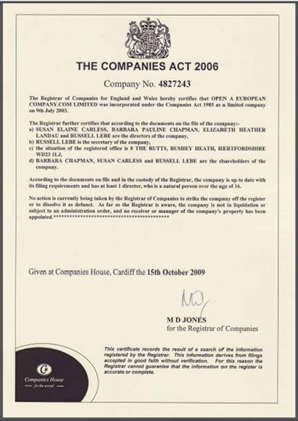 Certificate of Good Standing