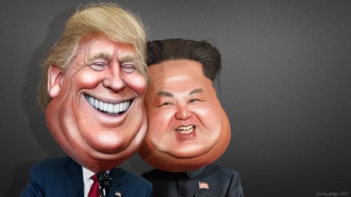 шарж Дональда Трампа и Ким Чен Ына