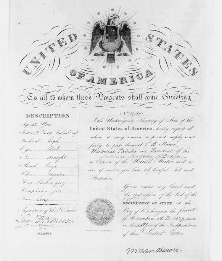 паспорт США 1832 года
