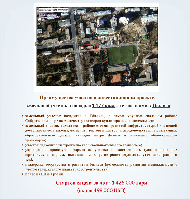 инвестиционный проект в Тбилиси
