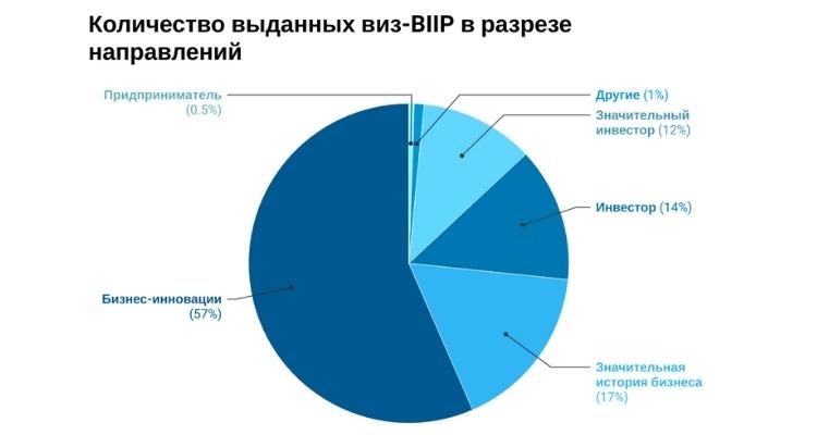 Количество выданных виз-BIIP в разрезе направлений