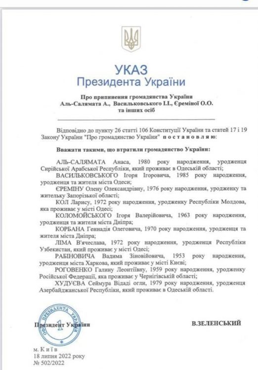 Лишение гражданства в Украине