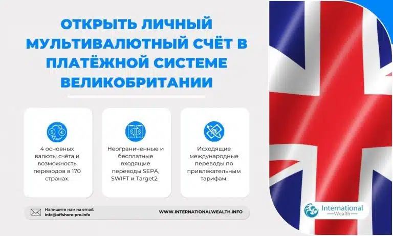 Открыть личный мультивалютный счёт в платёжной системе Великобритании