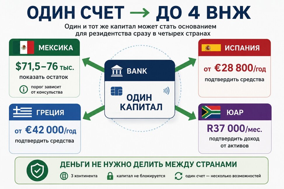 Один счет - до 4 ВНЖ